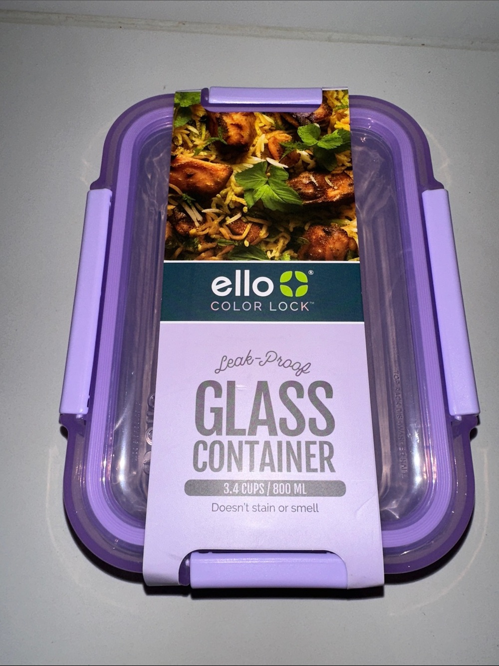 ello Color Lock Purple Glass Food Storage Container - 3.4 Cups